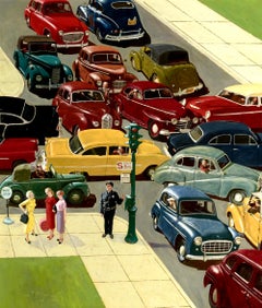 Vintage Traffic Jam Saturday Evening Post cover, April 28, 1956