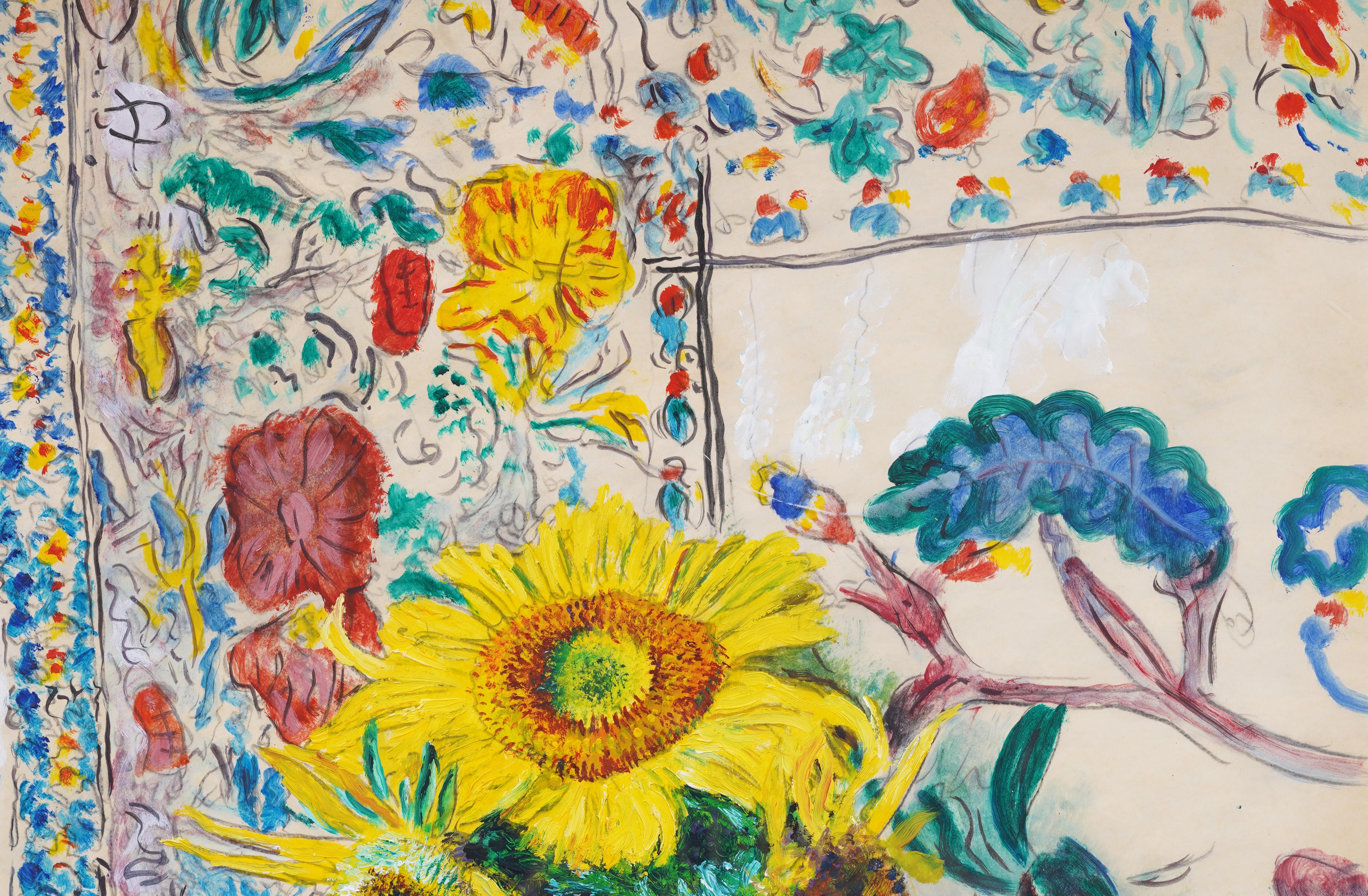 Vintage Signed American Flower Still Life Gerahmt Innenraum Szene Ölgemälde im Angebot 1