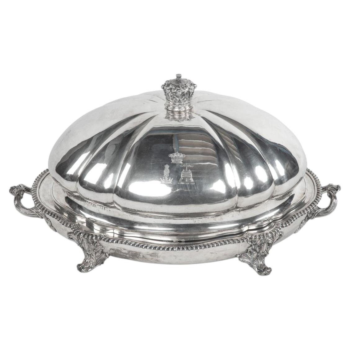 Earl Nelson’s Old Sheffield Plated Heated Venison Dish or Tureen and under-plate