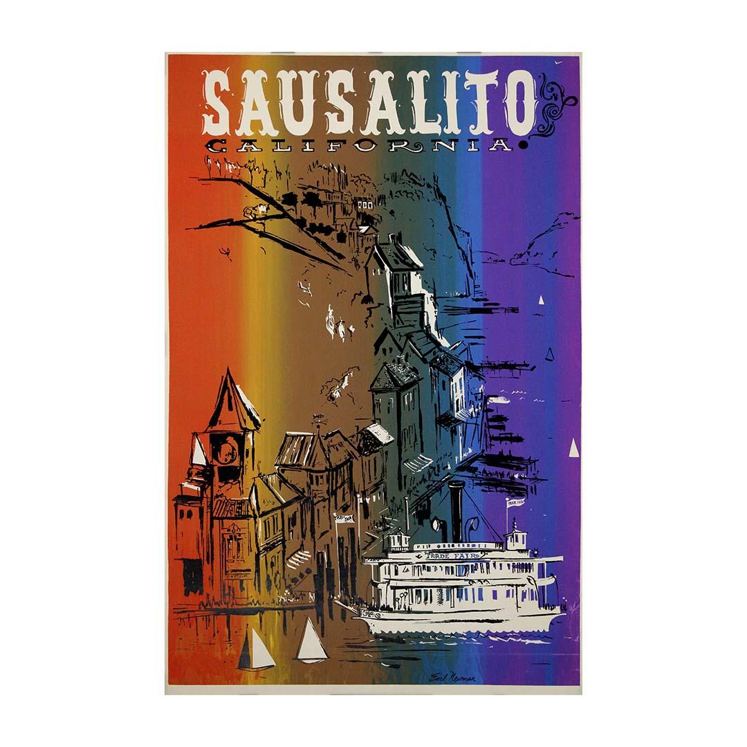 Original 1964 screen print by Earl Newman - Sausalito California For Sale 3
