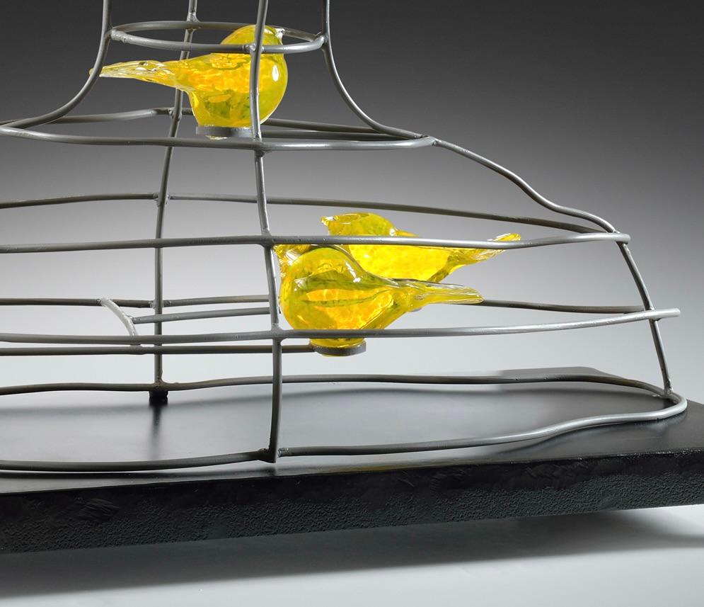 „Mindful“ Einzigartige surrealistische Skulptur aus Stahl, Gussbeton, Glas, Farbe 2017 (Surrealismus), Sculpture, von Earl O. James