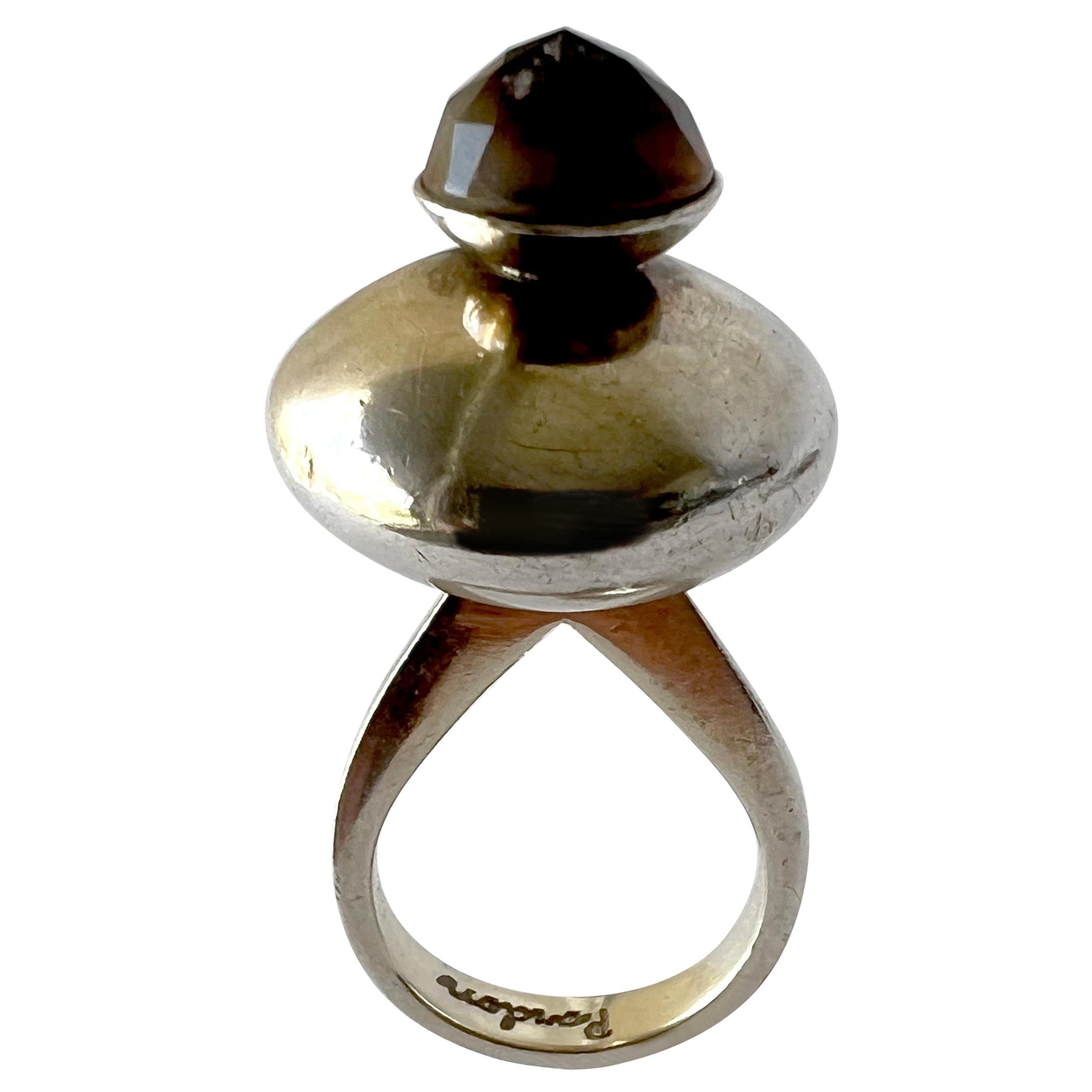 Earl Pardon Bague cocktail en argent sterling et quartz facetté
