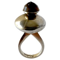 Earl Pardon Sterling Silver Faceted Quartz Cocktail Dinner Ring