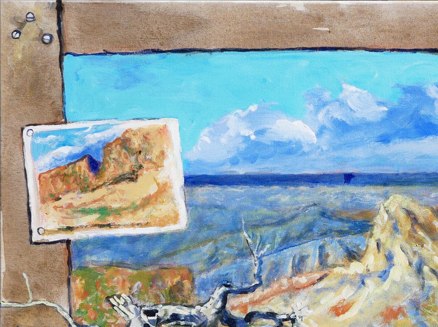 „Big Bend Memories 5 Elefanten-Schreibtisch-Gebirge“ Blau- getönte Südlandschaft  (Abstrakter Impressionismus), Painting, von Earl Staley