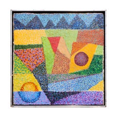 "Counter Point" Colorful Geometric Abstract Pointillism Painting