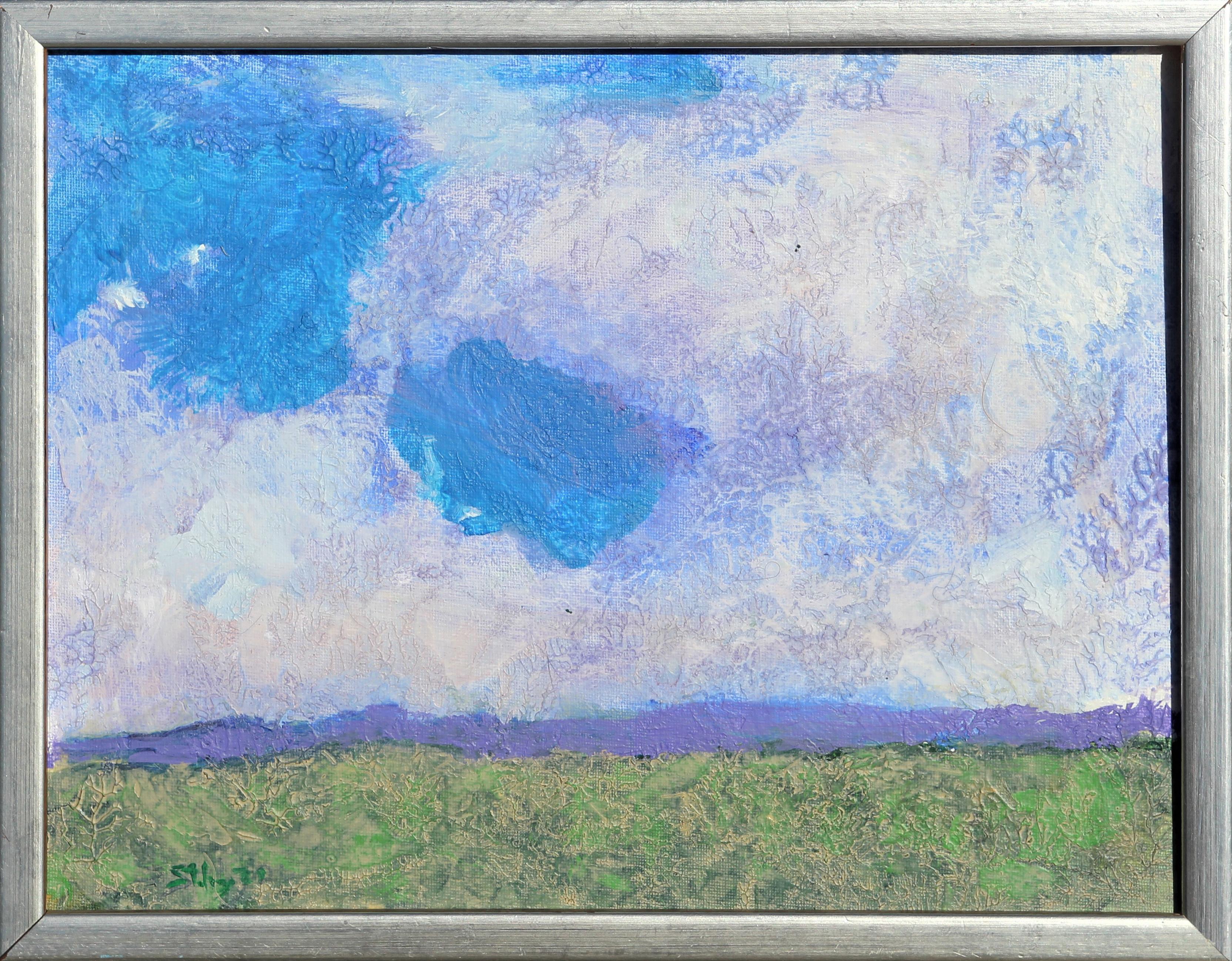Earl Staley Landscape Painting - "Landscape 2" Colorful Contemporary Southern Abstract Landscape and Sky Painting