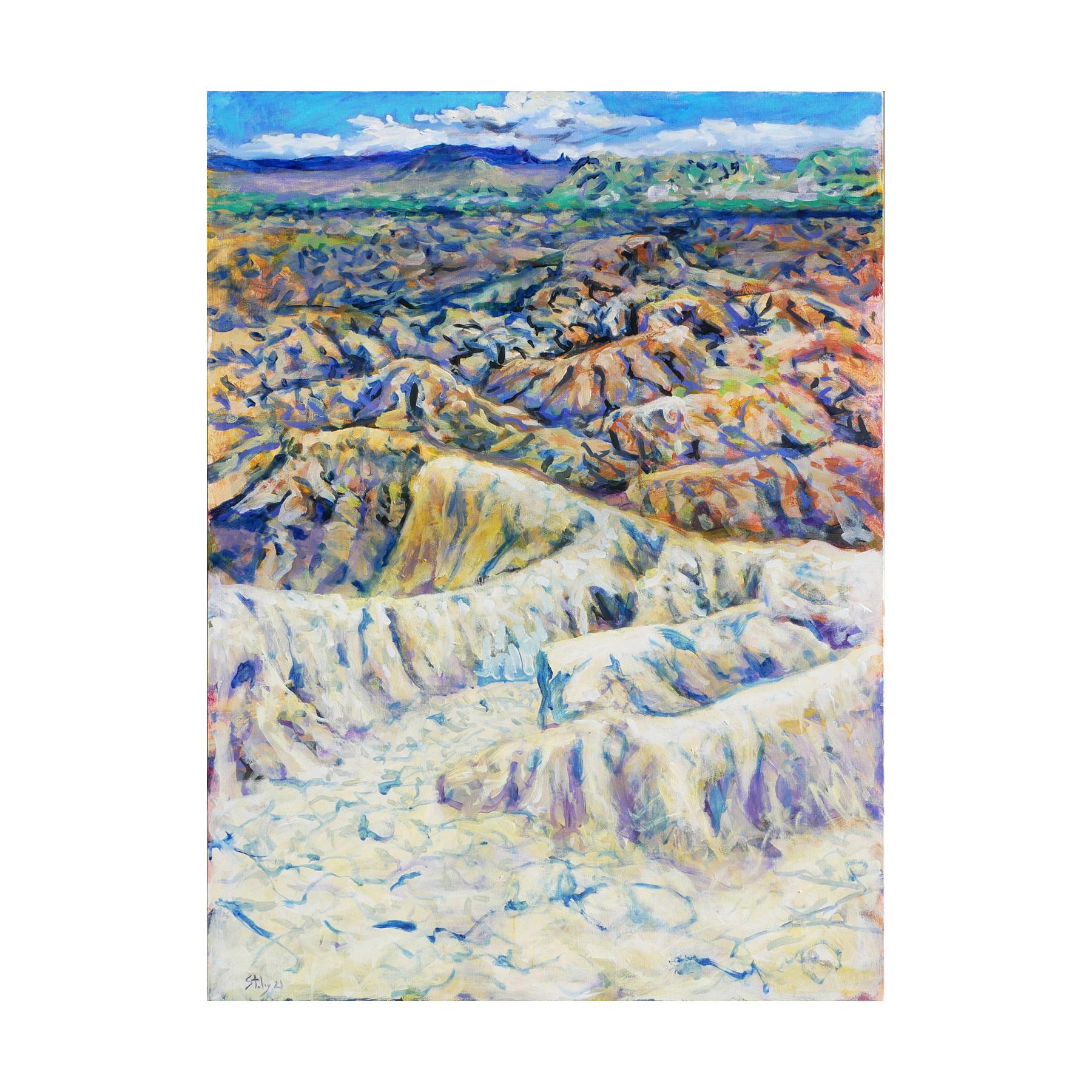 Terlingua Canyon 1 - Peinture de paysage abstrait contemporain aux tons pastel - Painting de Earl Staley