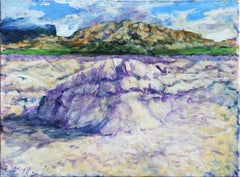 "Terlingua Canyon 2" - Peinture de paysage de montagne abstraite texane colorée Vista