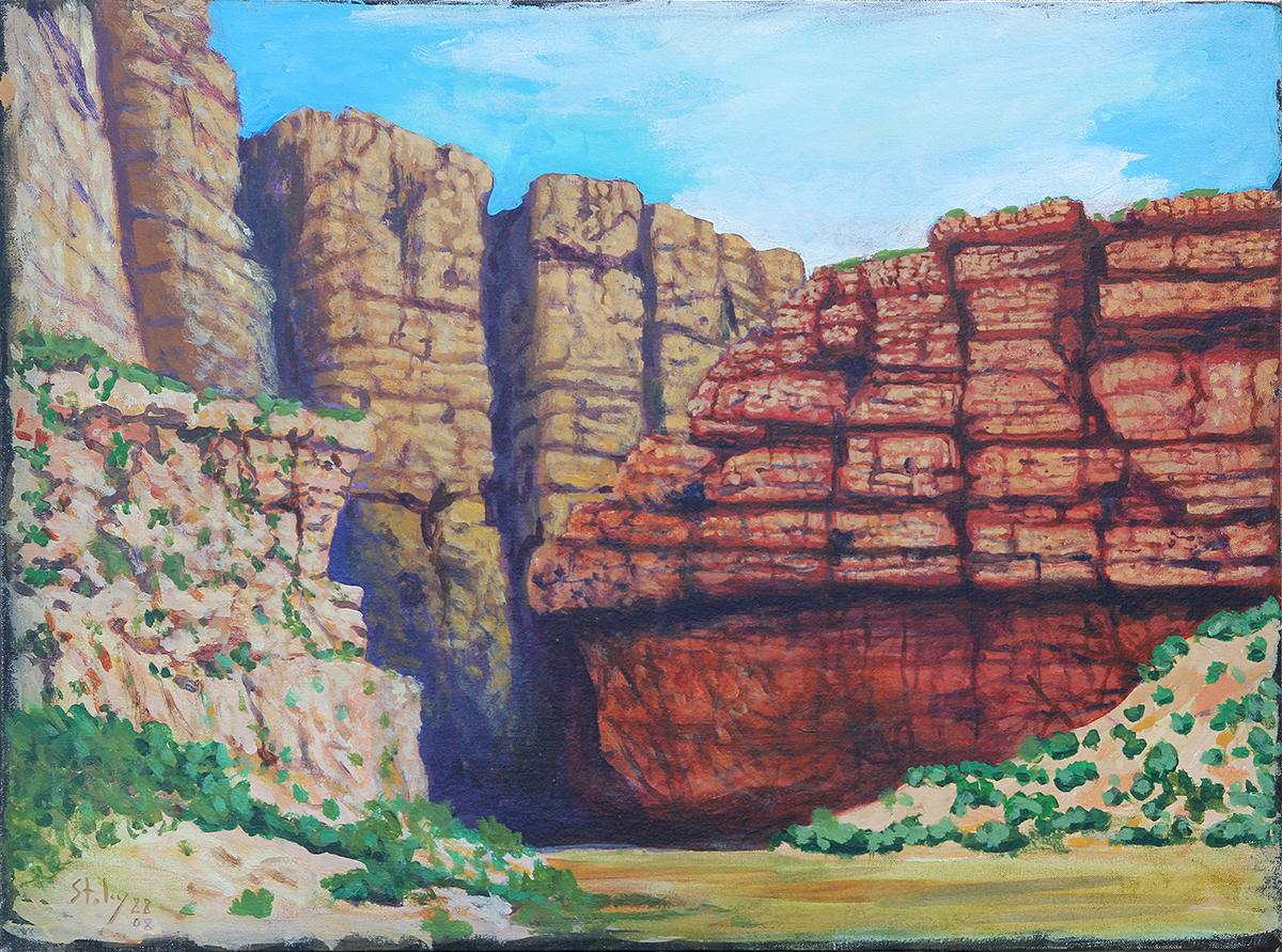 Earl Staley Landscape Painting - "The Entrance to Santa Elena Canyon of the Rio Grande, Big Bend, TX" Landscape