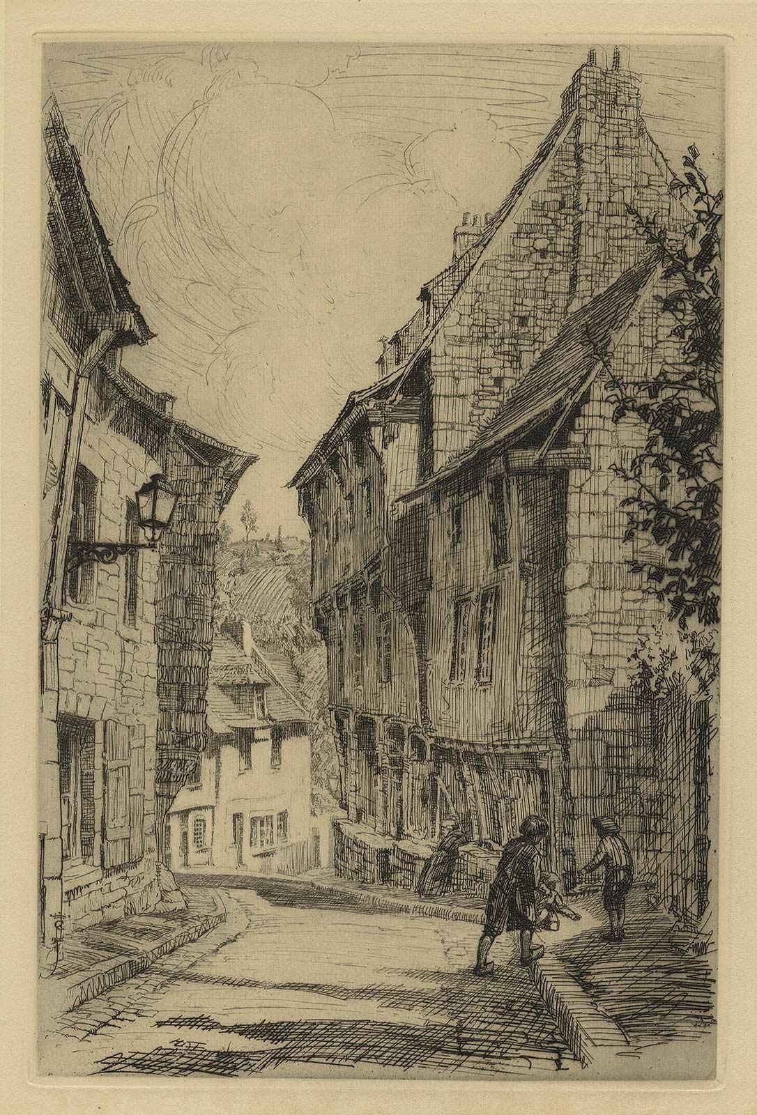 Rue droit a L'Escaole - American Modern Print by Earl Stetson Crawford