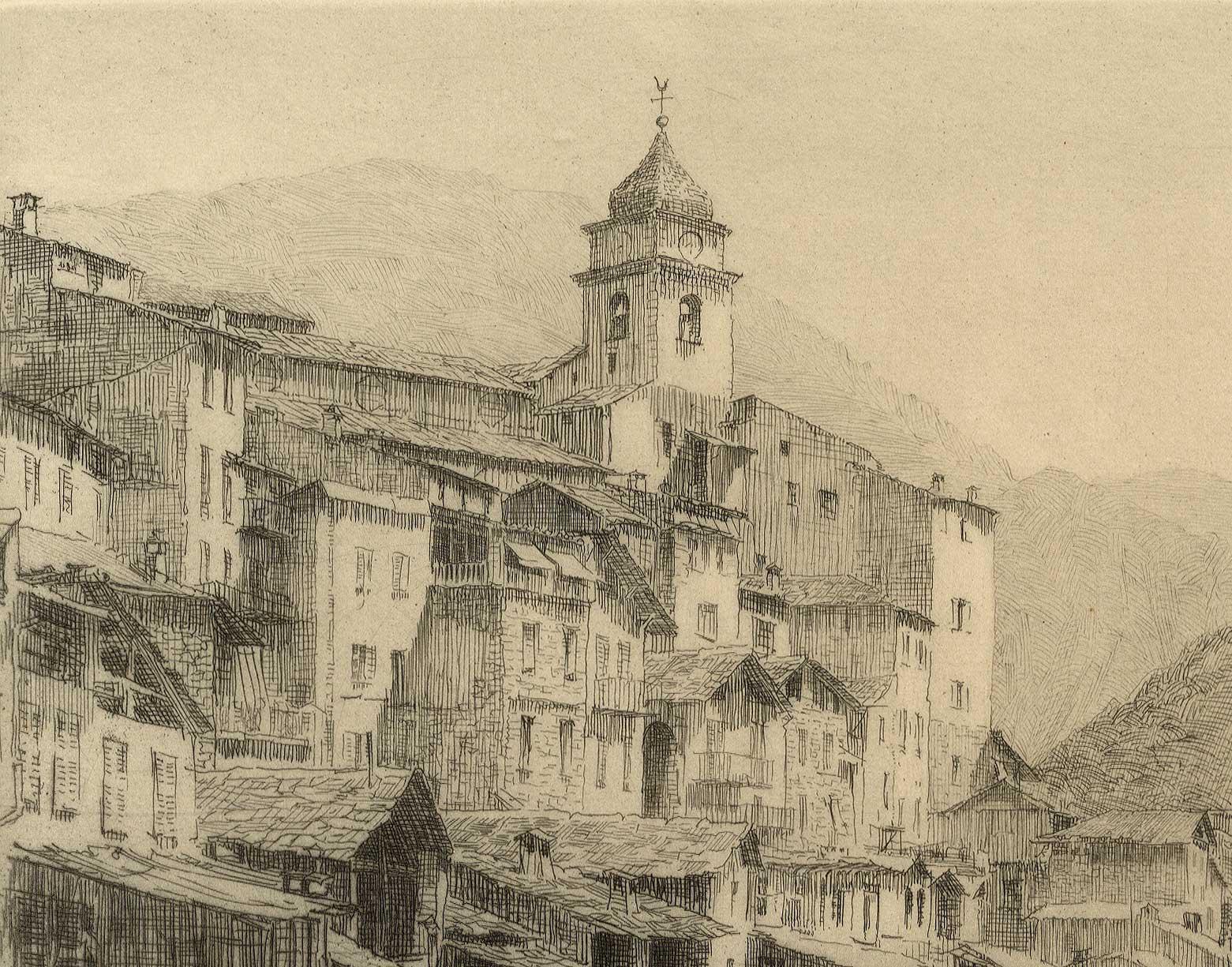 Saorge Village (Alpes-Maritimes area in southeastern France) - Print by Earl Stetson Crawford