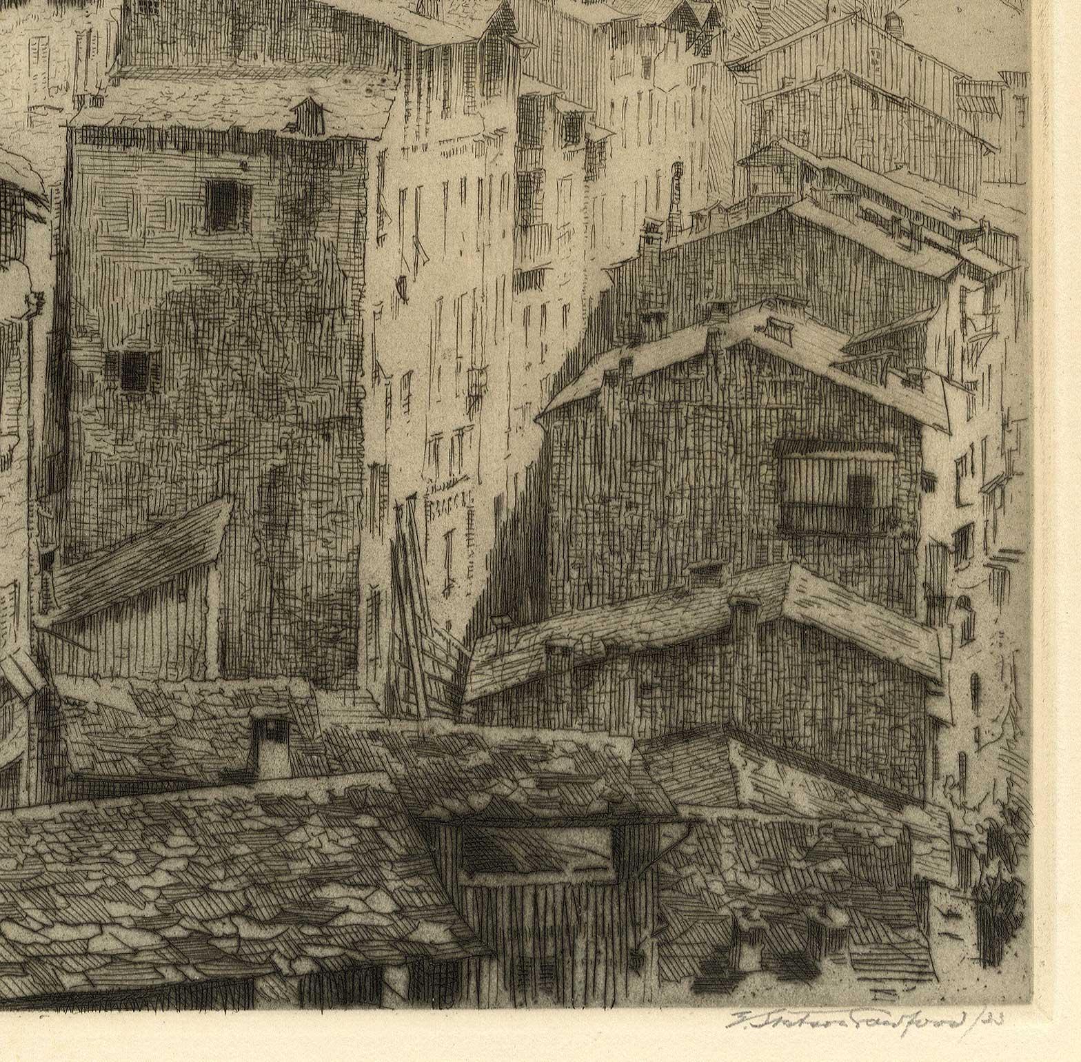 Saorge Village (Alpes-Maritimes area in southeastern France) - American Modern Print by Earl Stetson Crawford