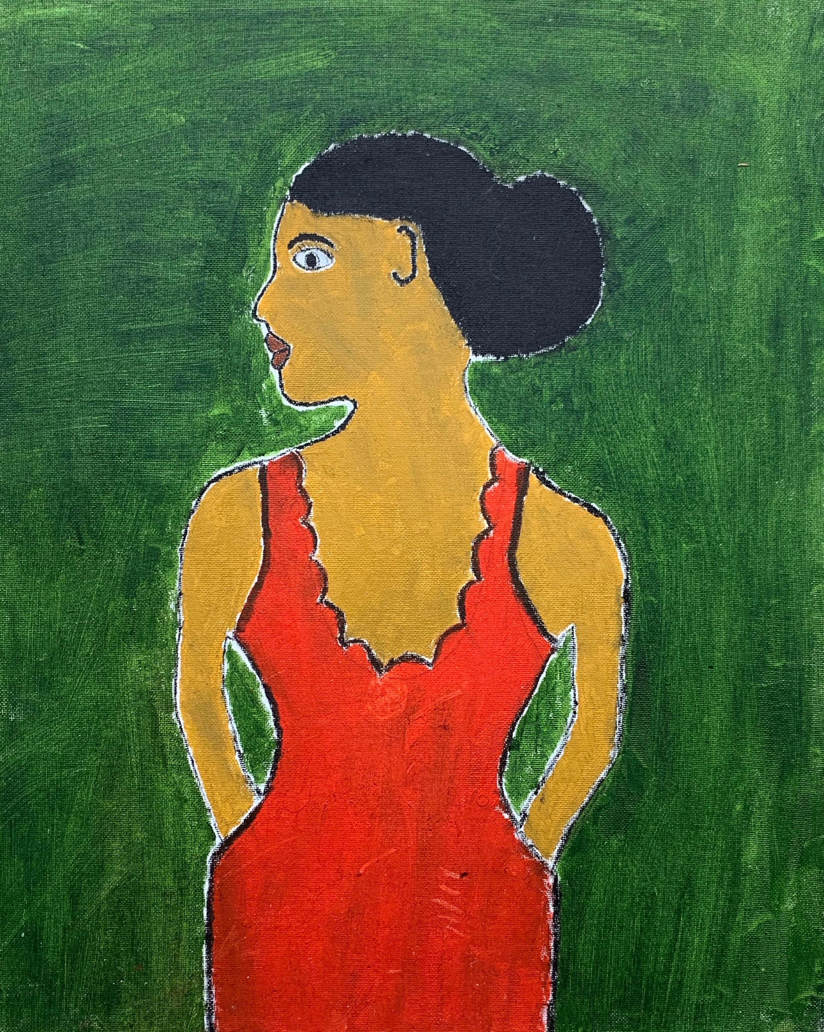 Madame X (Outsider Artist Female Portrait) - Painting by Earl Swanigan