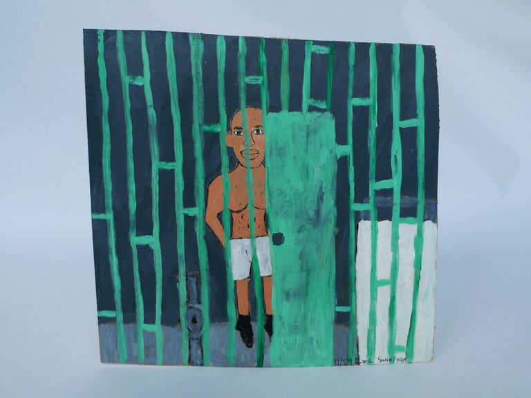 Earl Swanigan Prison Scene Painting For Sale At 1stdibs