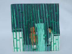 Earl Swanigan Prison Scene Painting with Two Figures