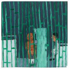 Earl Swanigan Prison Scene Painting with Two Figures
