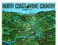 Original North Coast Wine Country California vintage vineyard travel poster