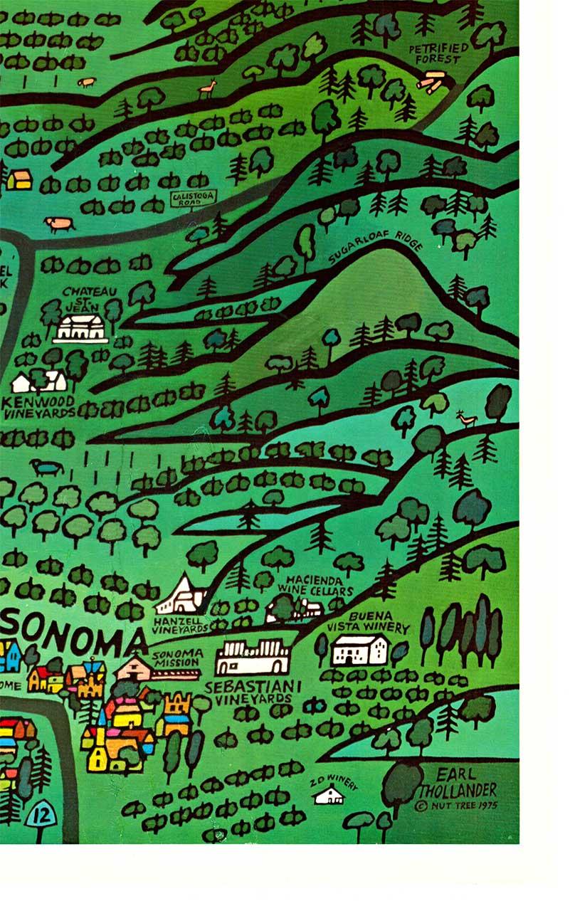 Poster da viaggio originale della North Coast Wine Country California con vigneto d'epoca in vendita 2