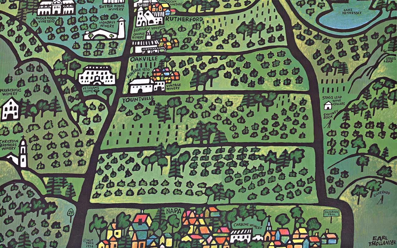 Vintage-Reise- und Weinplakat im Weingut Napa Valley, Kalifornien – Print von Earl Thollander