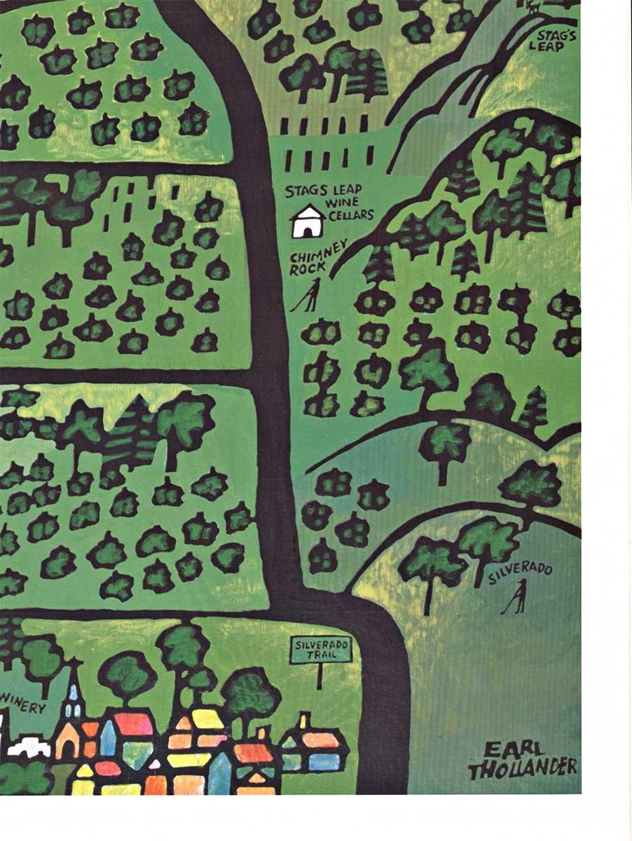 Vintage-Reise- und Weinplakat im Weingut Napa Valley, Kalifornien (Grau), Landscape Print, von Earl Thollander