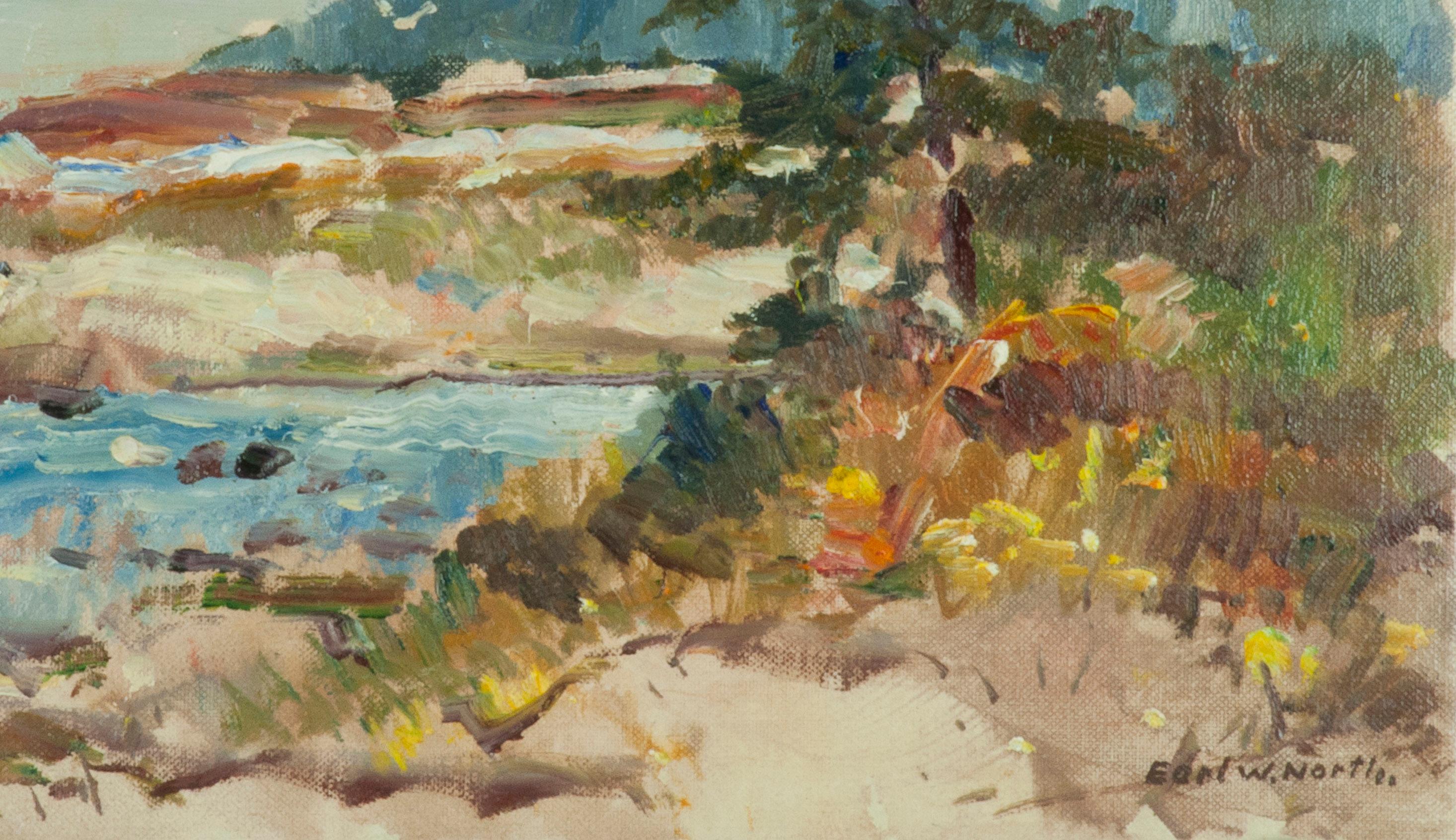 Marea entrante, Winter Harbor, Maine - Landscape Painting Marrón de Earl William North