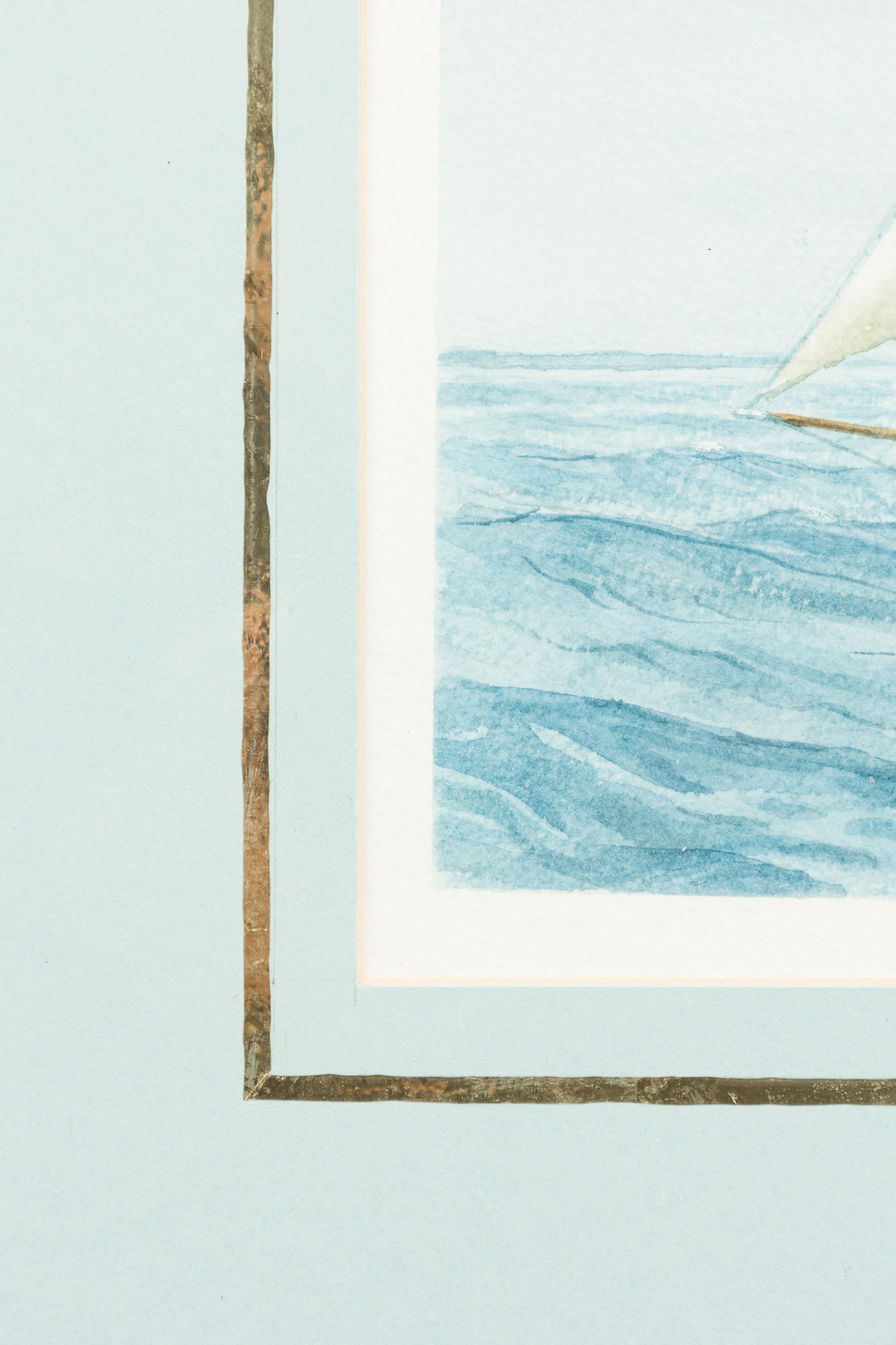 Américain Earle G Barlow, peinture américaine de paysage marin représentant deux voiliers dans l'eau en vente