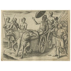 Antique Earliest Depiction of Bali, Dutch Engraving of the King of Bali, c.1601