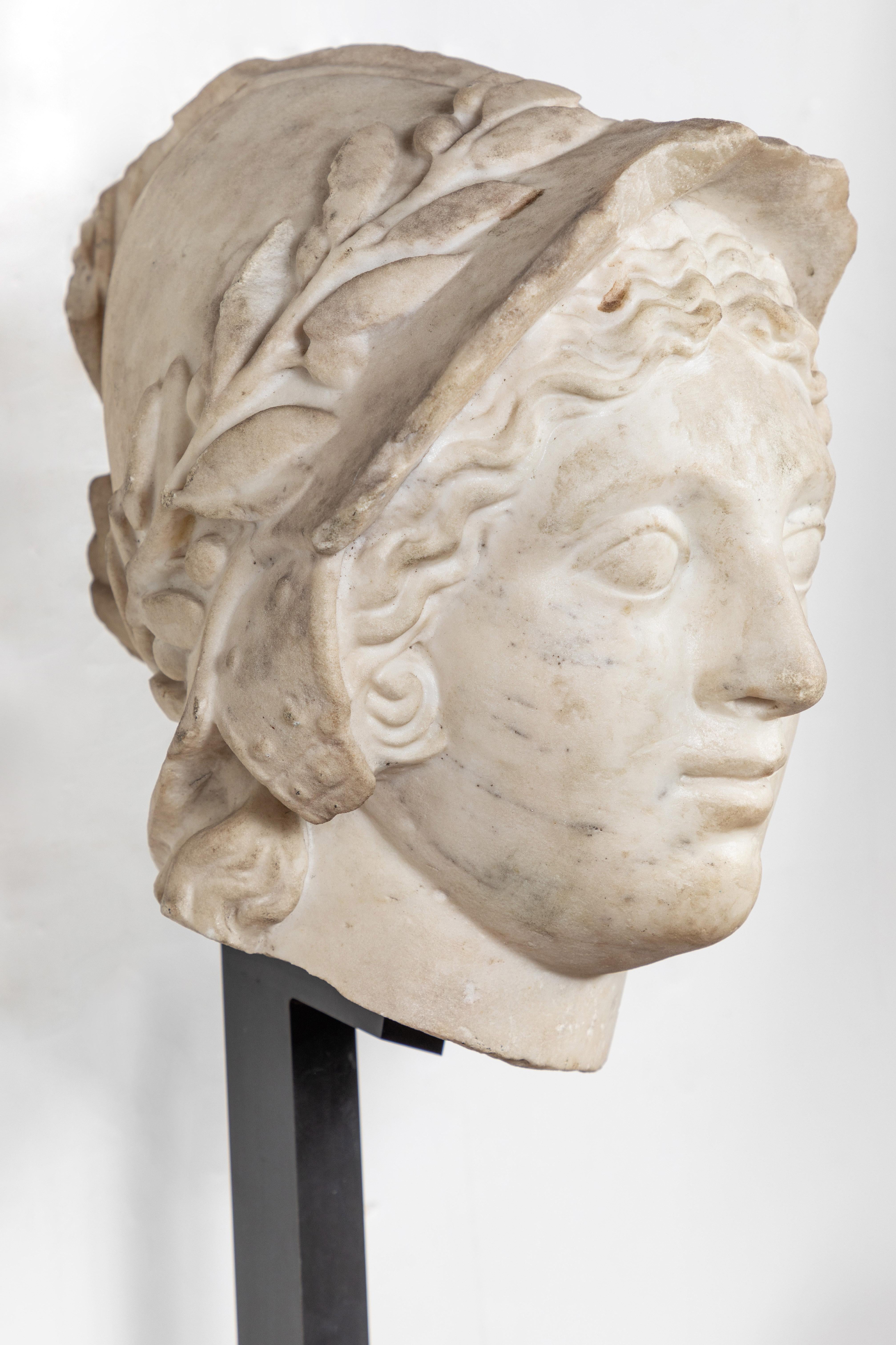 Italian Early 1600s, Marble Bust of Athena For Sale