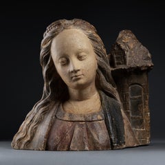 Early 16th century bust of Saint Barbara, School of Troyes, Champagne