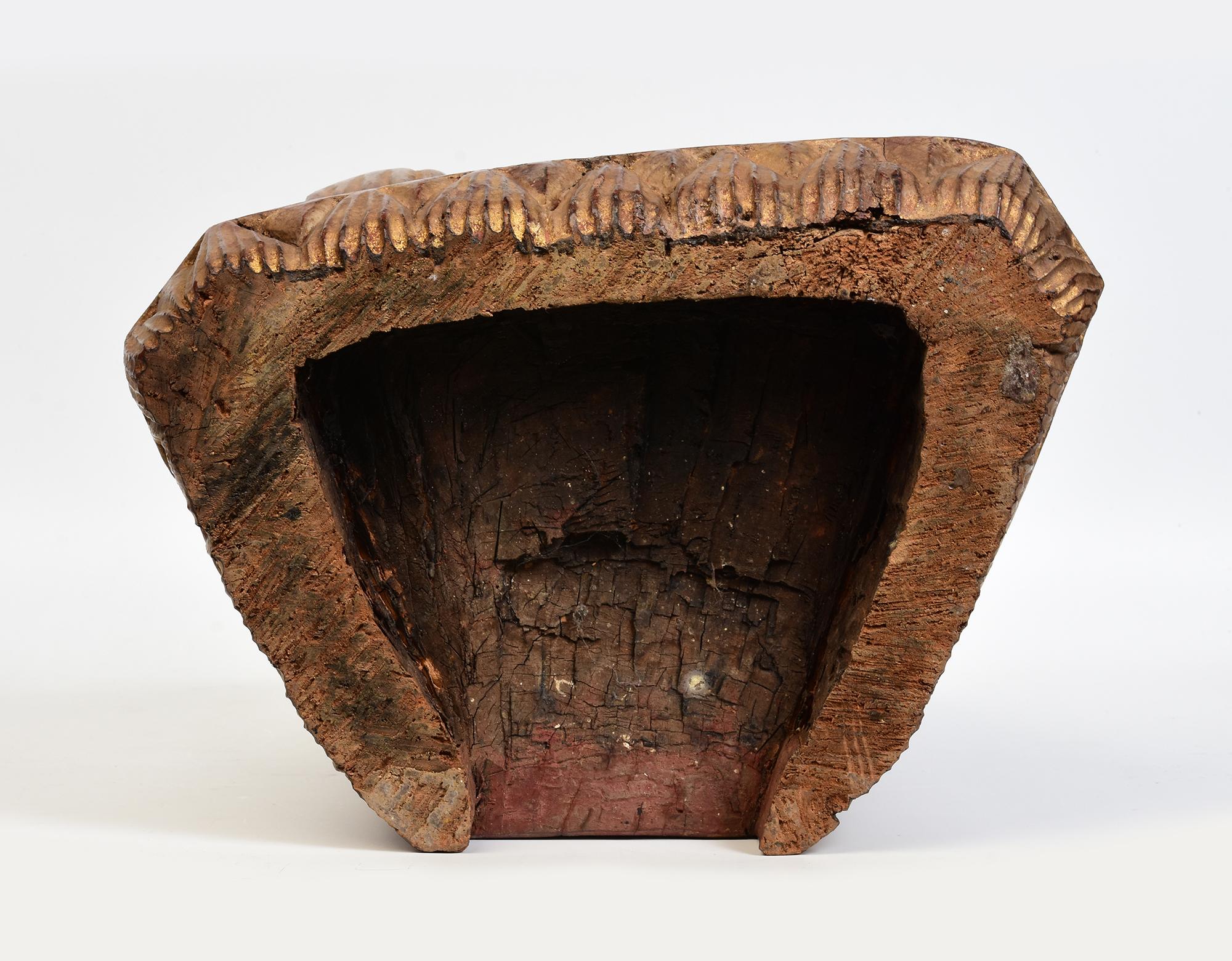 Early 16th Century, Early Shan, Antique Burmese Wooden Seated Buddha For Sale 8