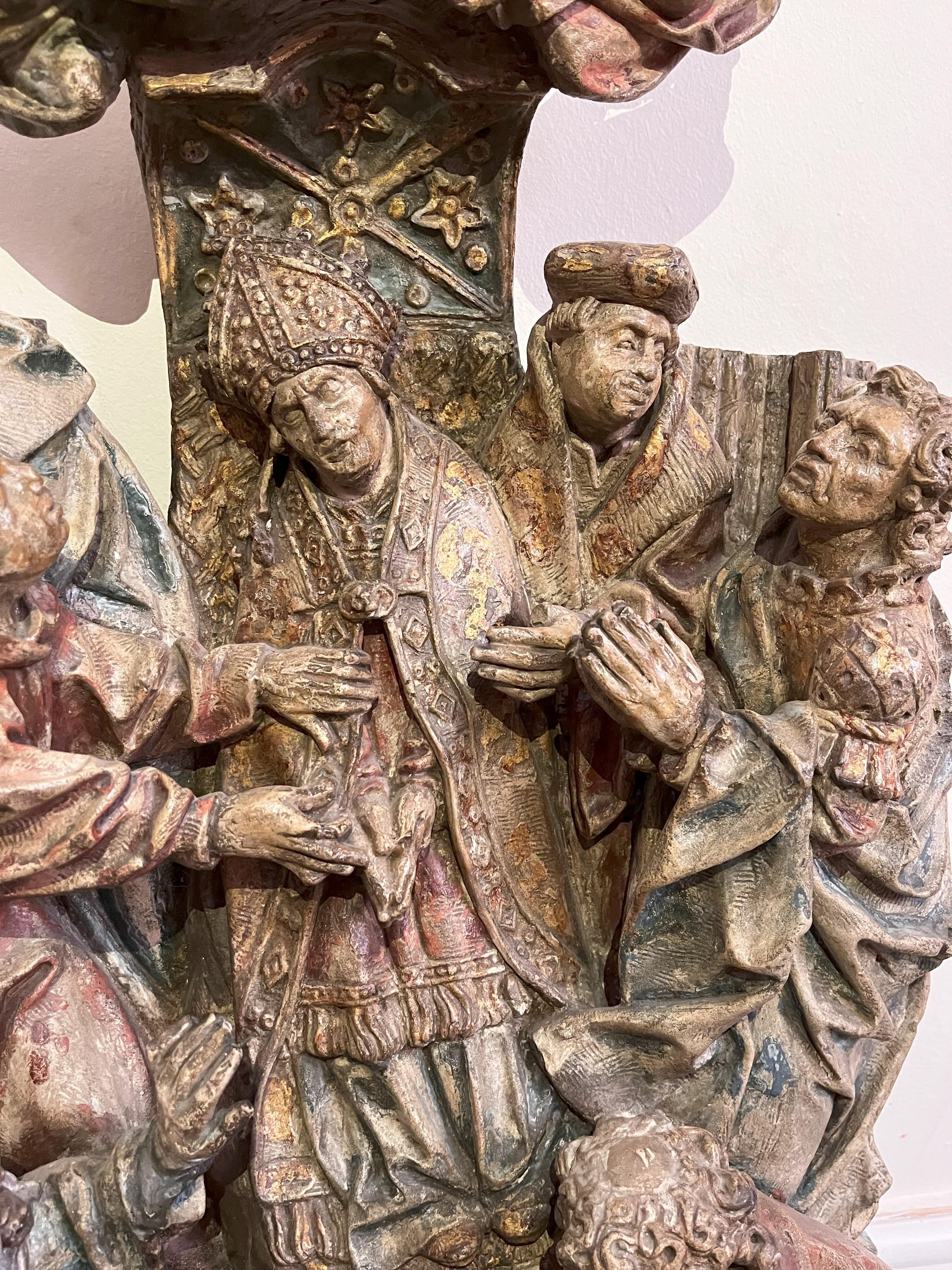 Gothique Sculpture en pierre du début du XVIe siècle - The Death of a Prelate (La mort d'un prélat) en vente