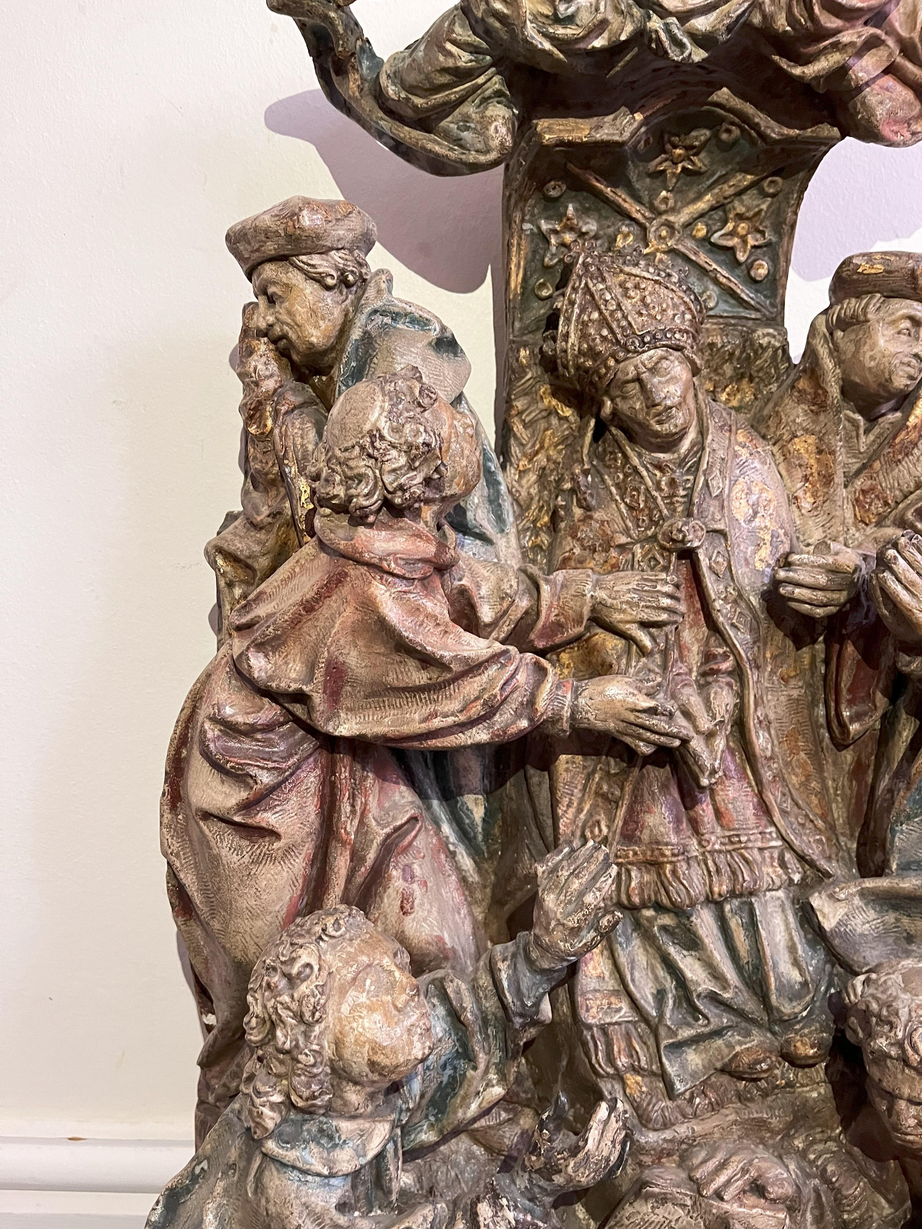 Européen Sculpture en pierre du début du XVIe siècle - The Death of a Prelate (La mort d'un prélat) en vente