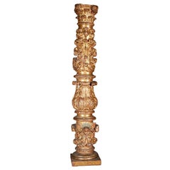 Early 1700s Carved Wood Column