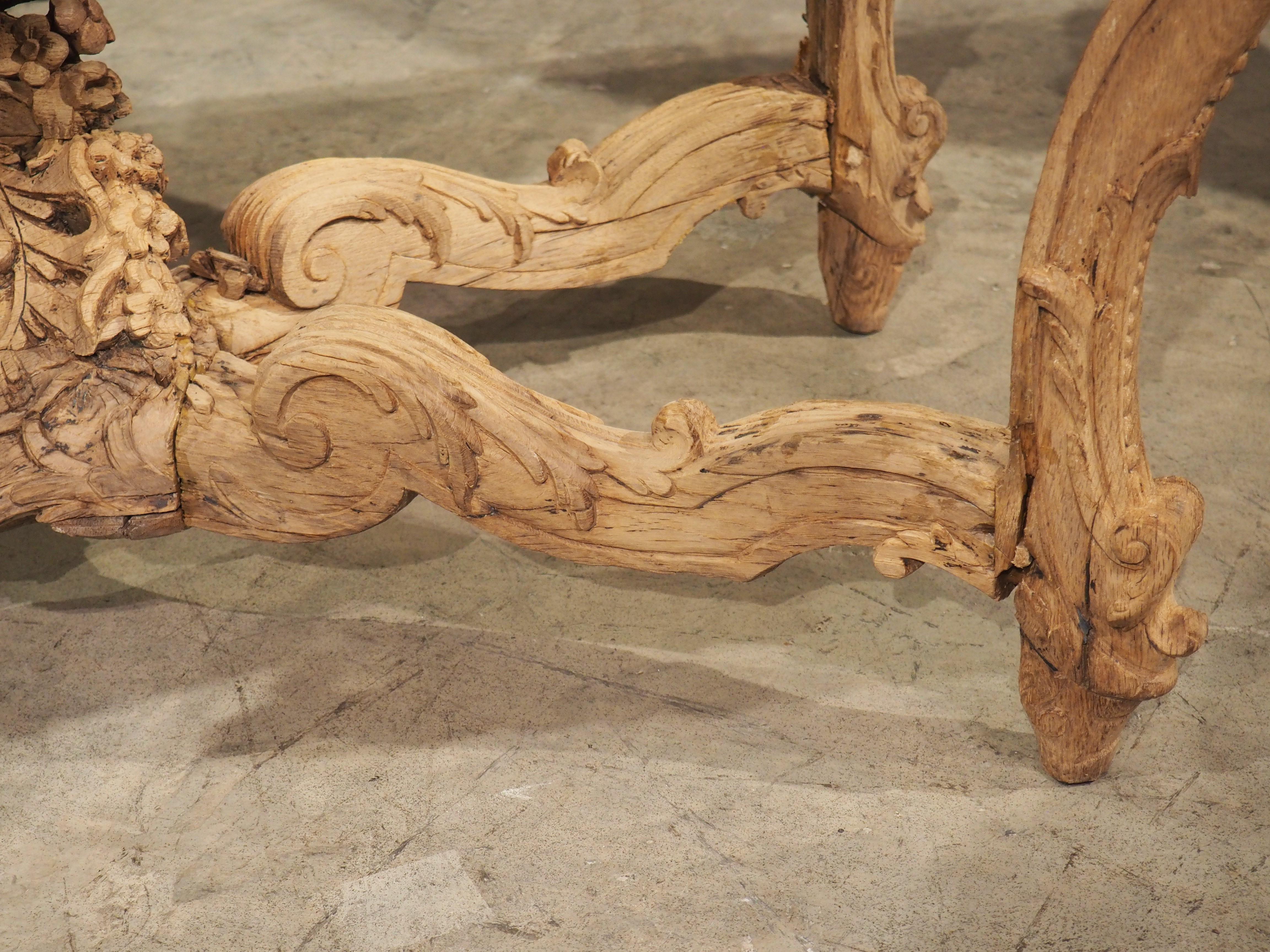 Early 1700s, Parisian Console Table in Carved Oak and Flanders Rouge Marble In Good Condition In Dallas, TX