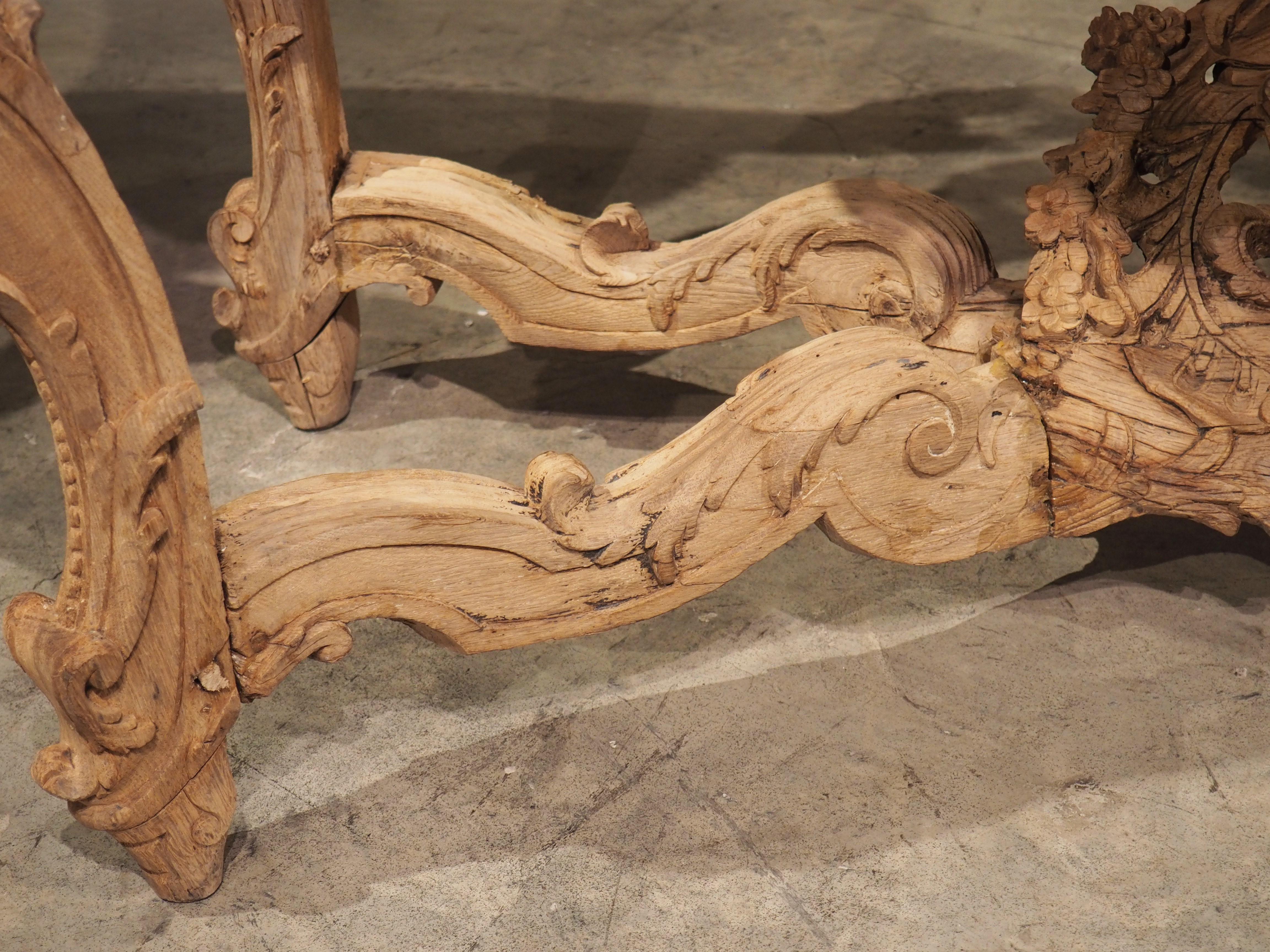 18th Century Early 1700s, Parisian Console Table in Carved Oak and Flanders Rouge Marble