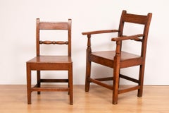 Early 1740s English Oak Set of Six Dining Chairs