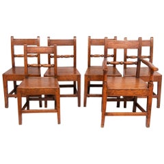 Early 1740s English Oak Set of Six Dining Chairs