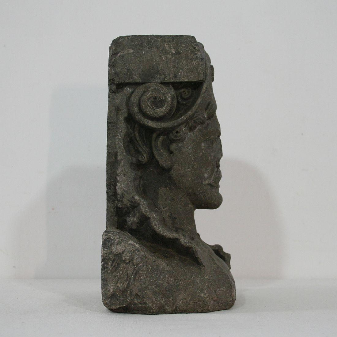 Hand-Carved Early 17th Century Carved Stone Renaissance Bust