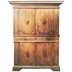 Early 17th Century Central Italian Painted Oak Wood Double Body Cabinet