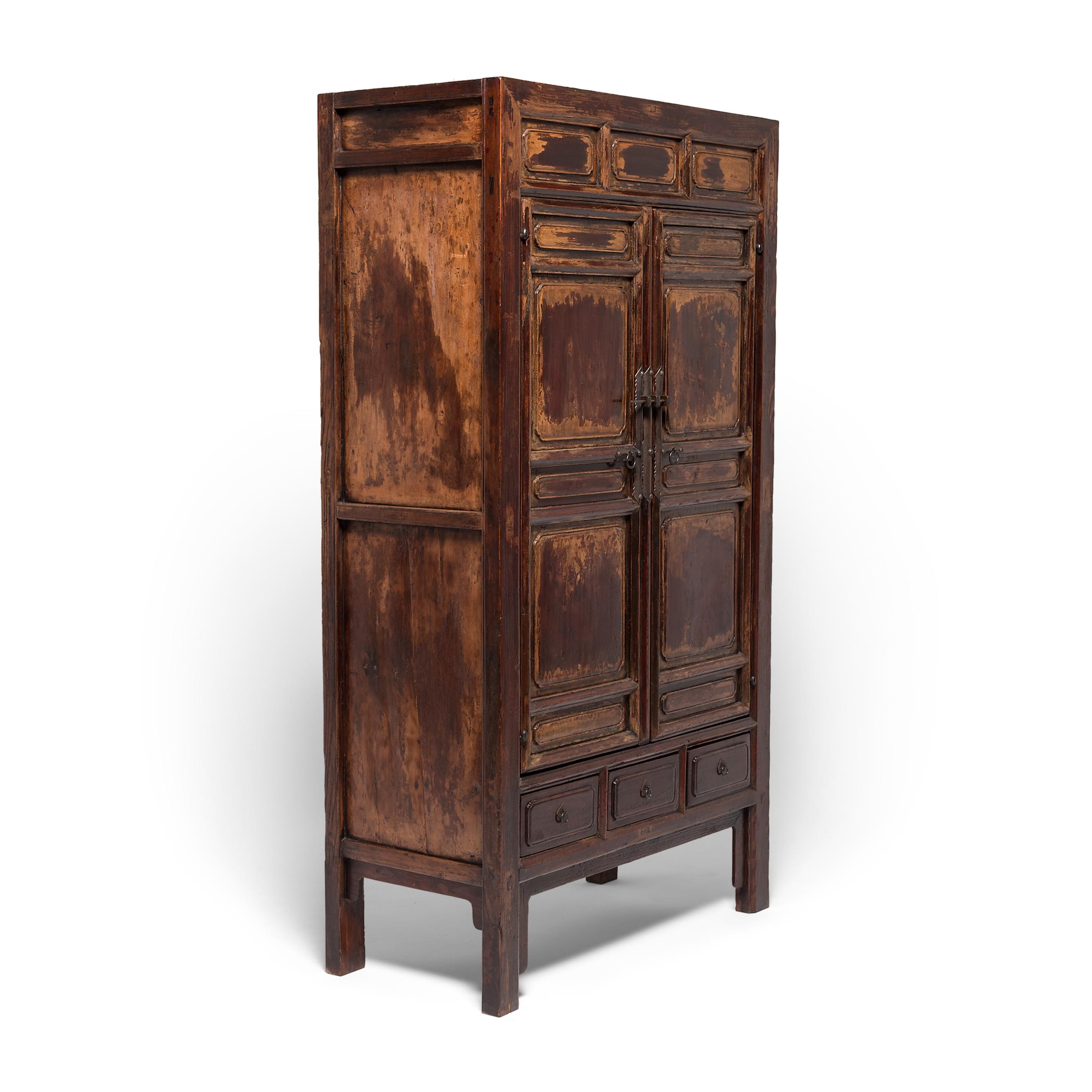 Lacquered Chinese Paneled Storage Cabinet, c. 1650 For Sale