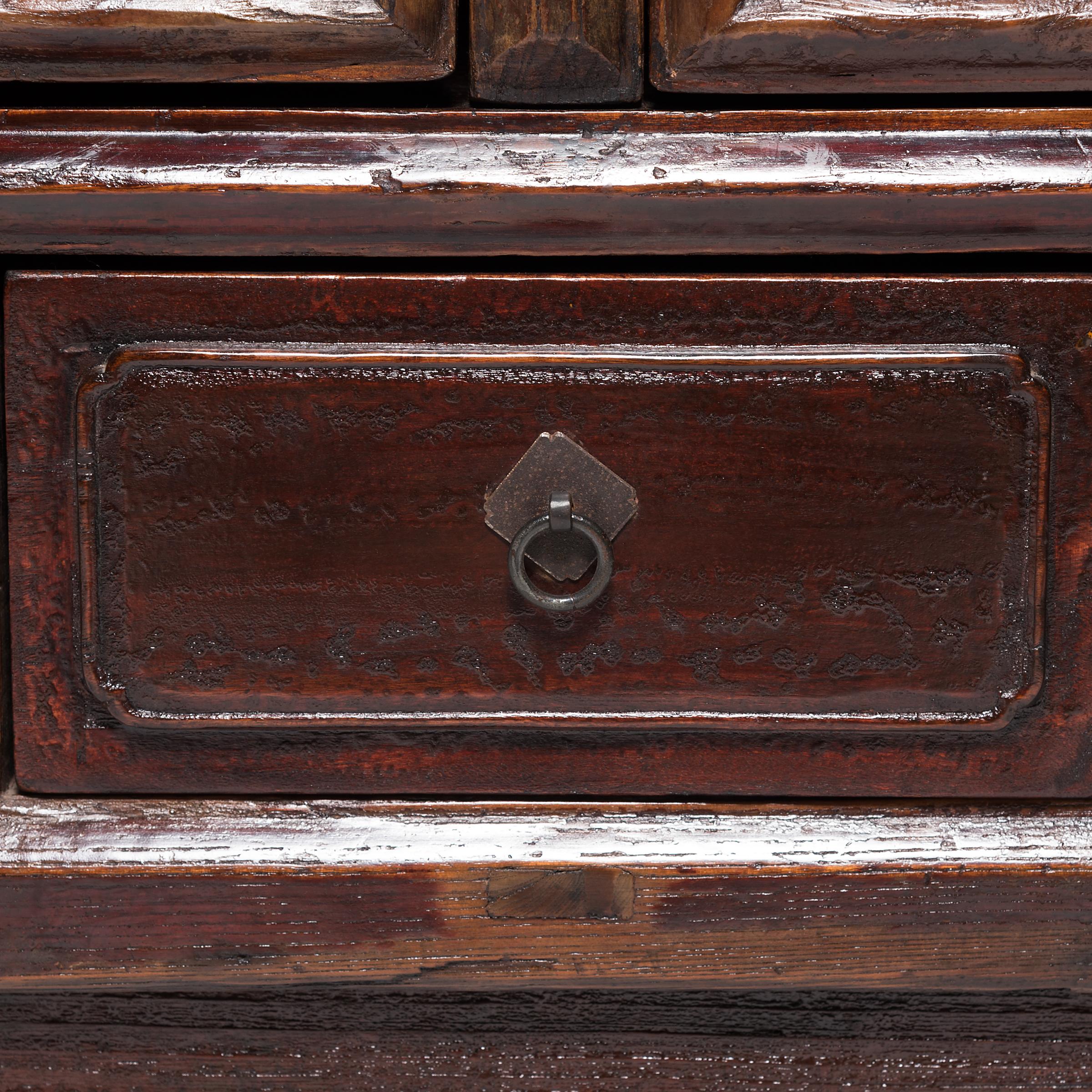 Elm Chinese Paneled Storage Cabinet, c. 1650 For Sale