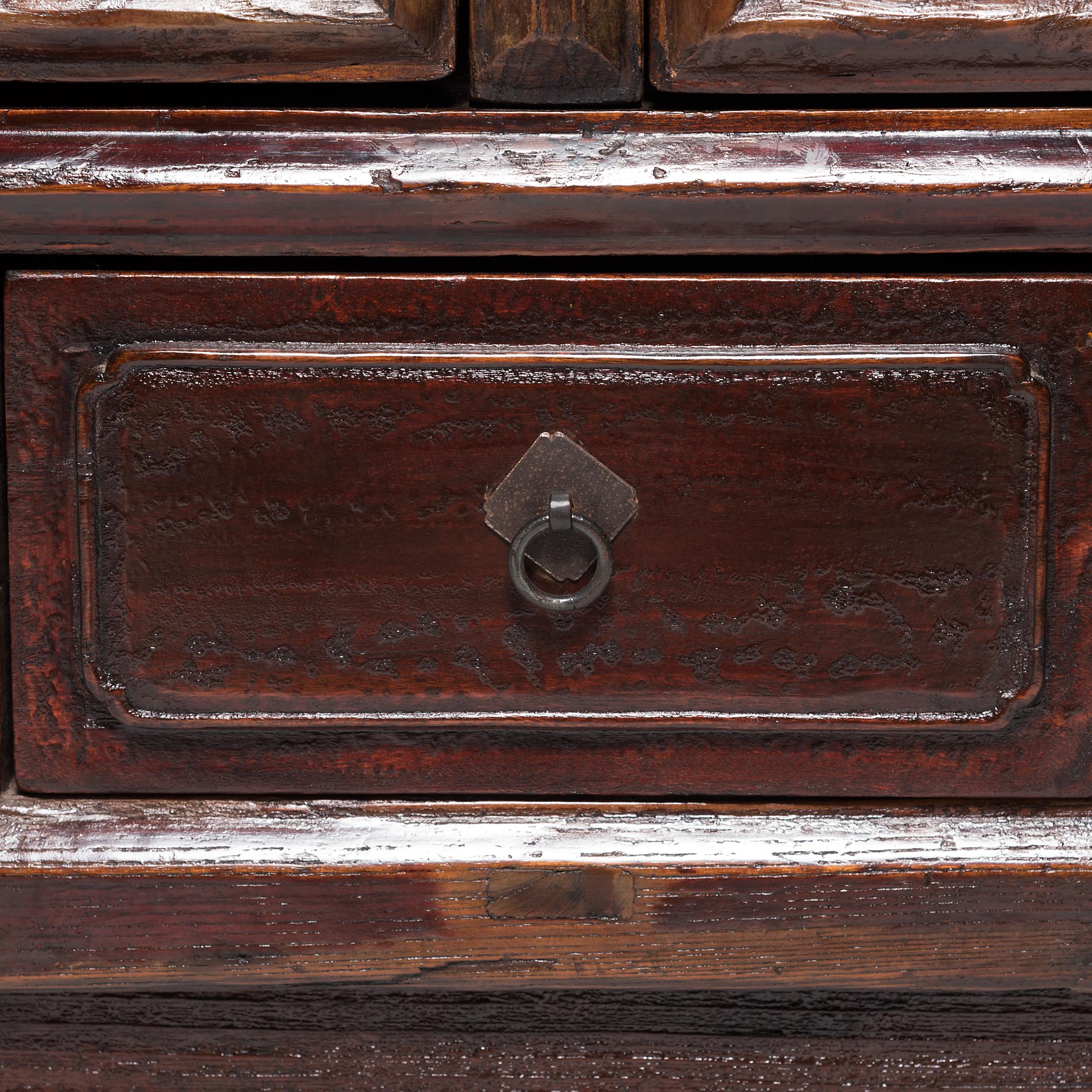 Elm Chinese Paneled Storage Cabinet, c. 1650