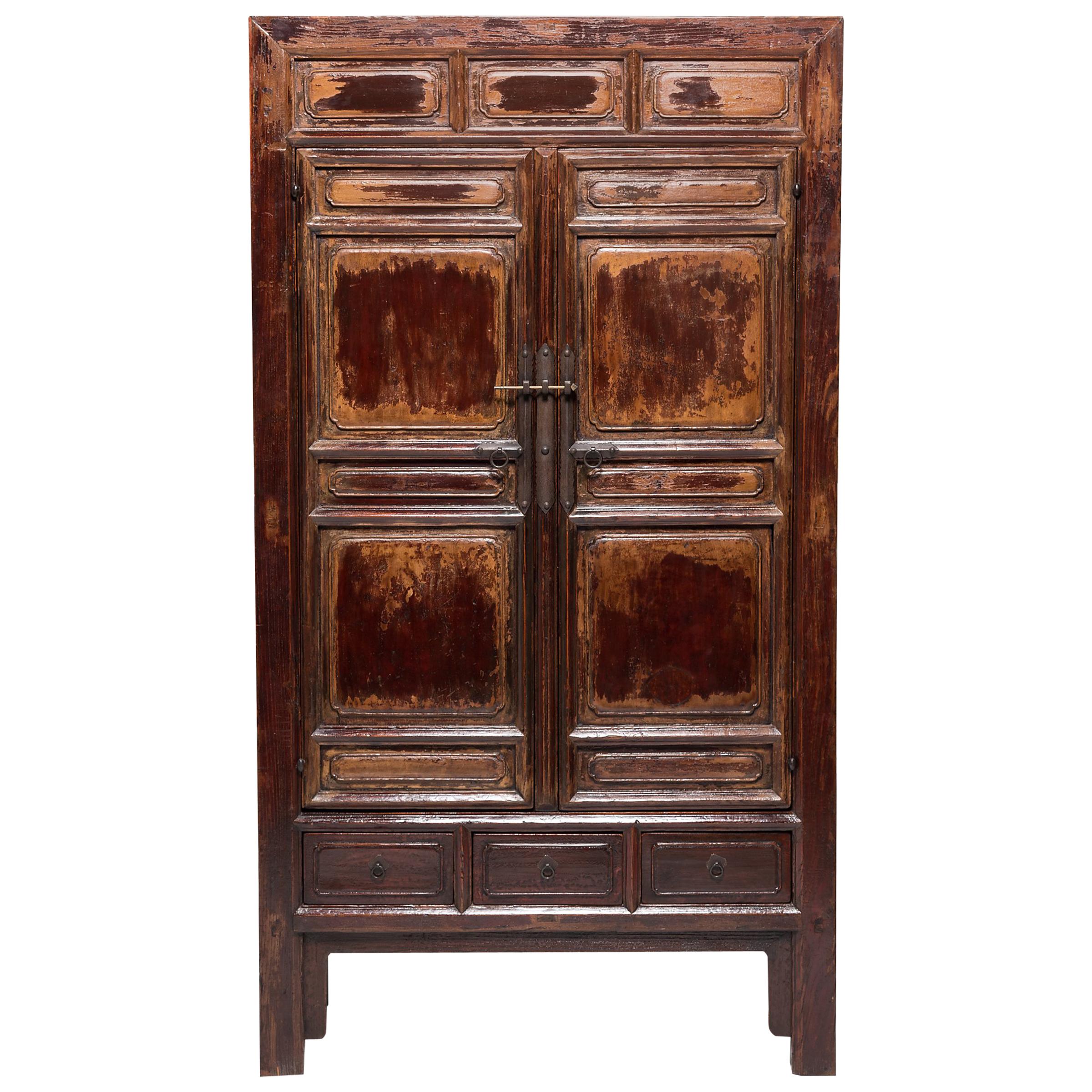 Chinese Paneled Storage Cabinet, c. 1650 For Sale