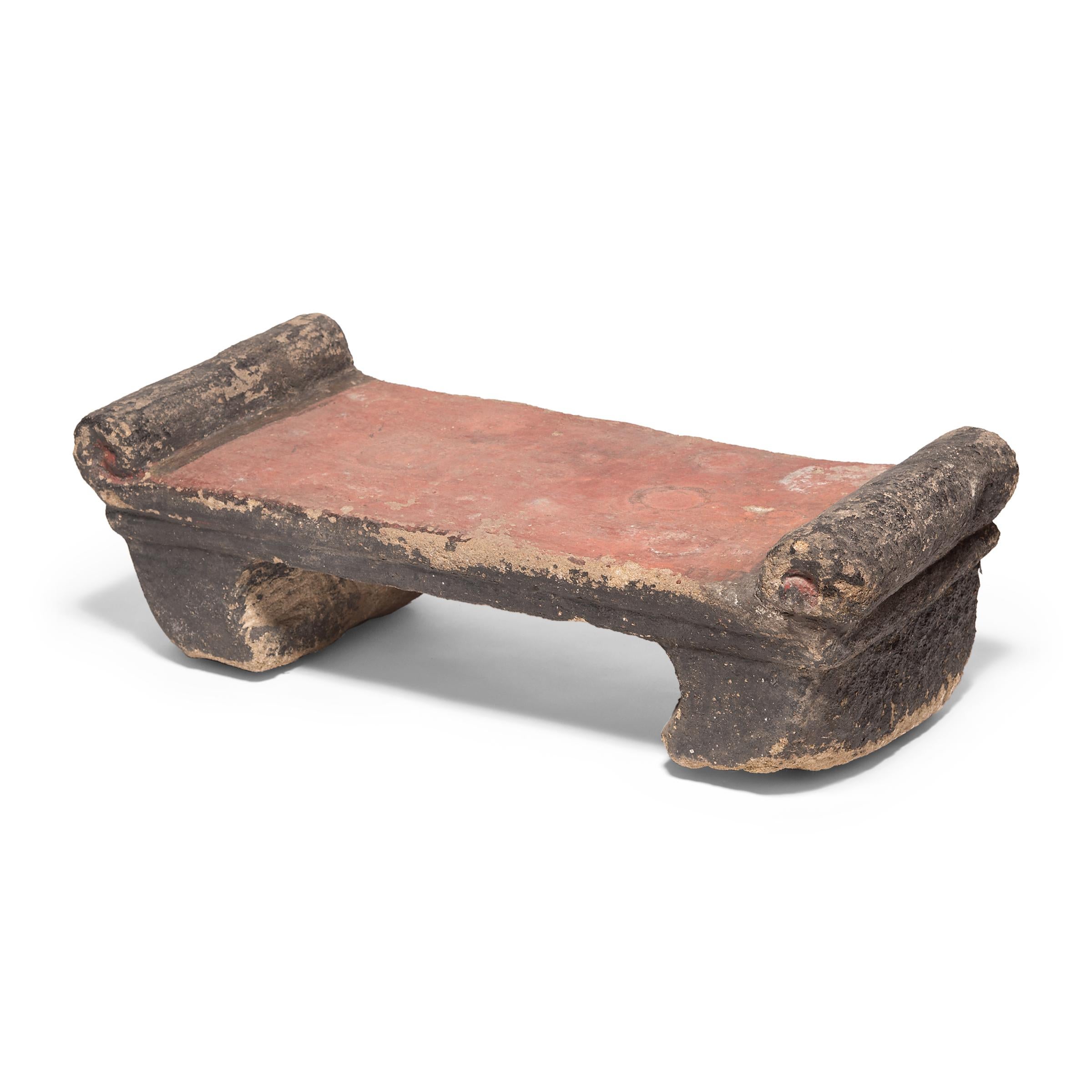This tabletop altar with scrolled edges, a scalloped apron, and turned legs from China's Shanxi province is a rare find. We conservatively estimate it to be late Ming dynasty (circa 1600), but it is very likely even older. This altar was carved by