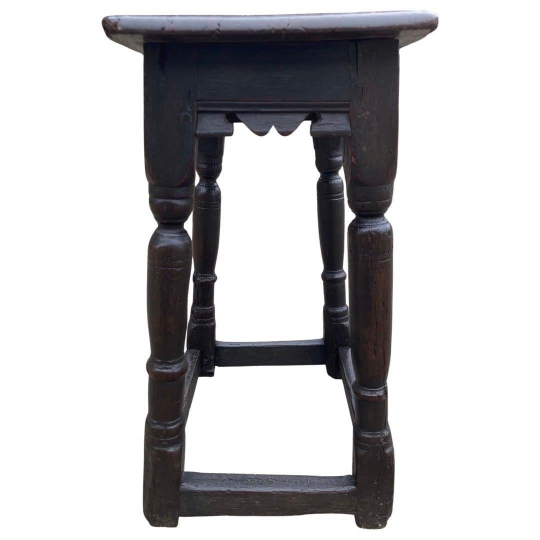 Charles II Early 17th Century English Oak Joint Stool