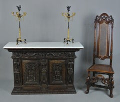 Early 17th Century Figural Carved Oak Livery Cupboard c. 1620