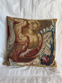 Early 17th Century Flemish Brussels Silk Tapestry Pillow with Figural Subject Ci