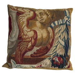 Early 17th Century Flemish Brussels Silk Tapestry Pillow with Figural Subject Ci
