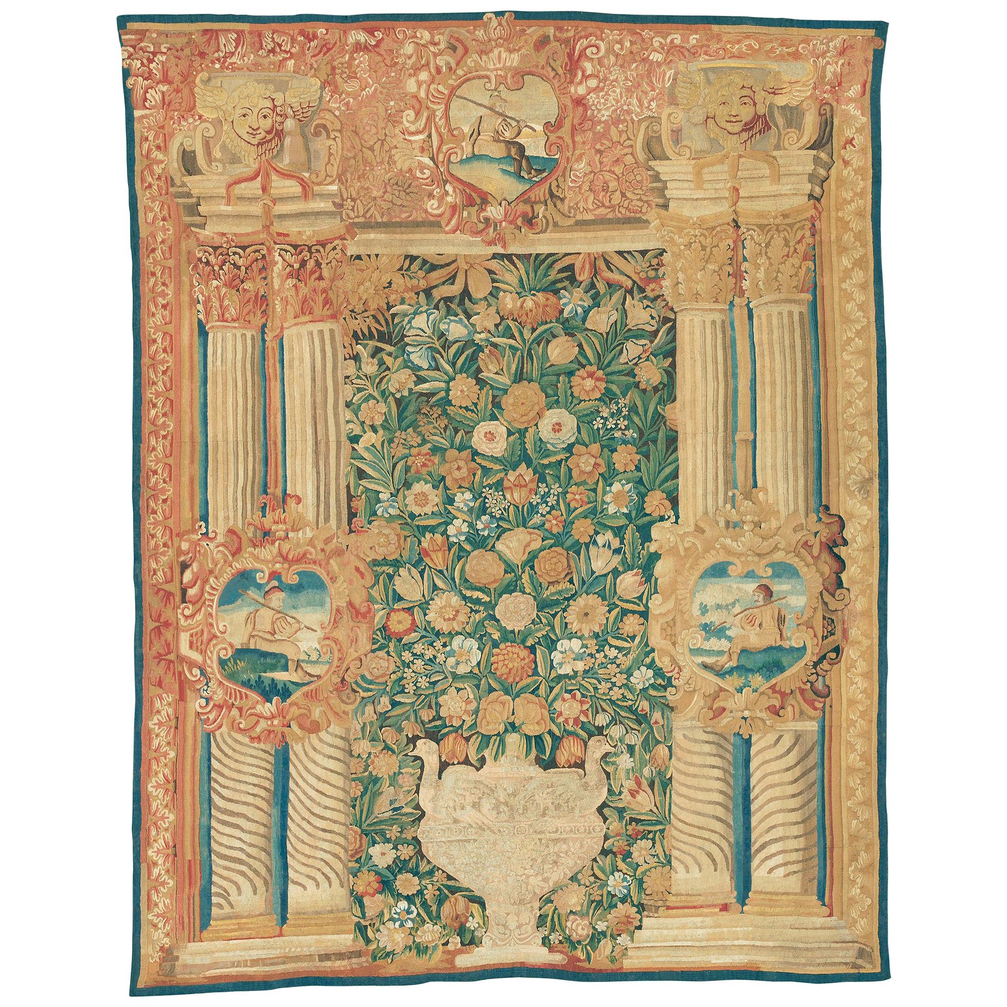 Early 17th Century Flemish Portico Tapestry For Sale