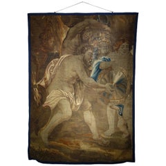 Antique Early 17th Century Flemish Tapestry of Vulcan the Roman God of Fire